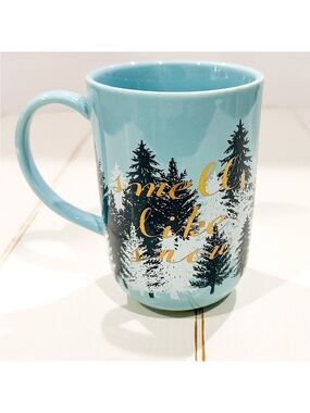 Indigo “Smells Like Snow” Winter Ceramic Mug – Cozy Blue Forest Design